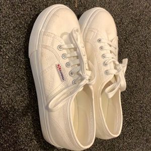 White superga platorm sneakers